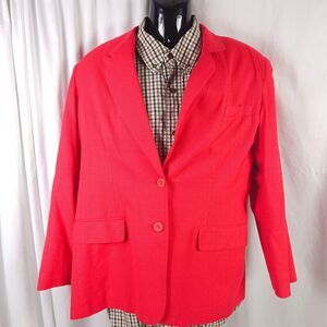 VTG Worthington Womens Size 14 Red Linen Rayon Blend 2‎ Button Front Blazer